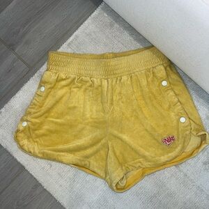 nike terry cloth mustard yellow shorts